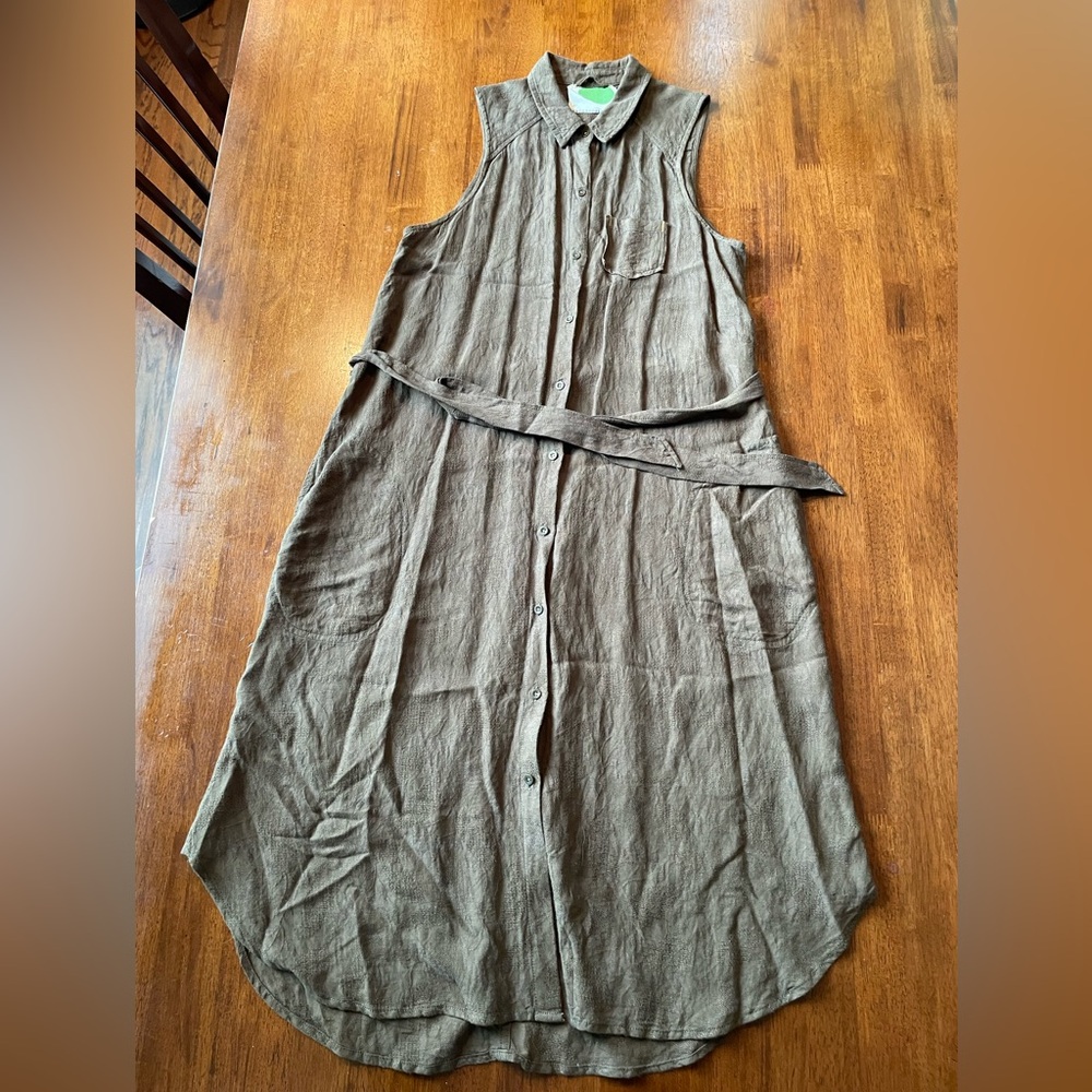 Anthropologie Button Front Sleeveless Dress/Duster Brown Small